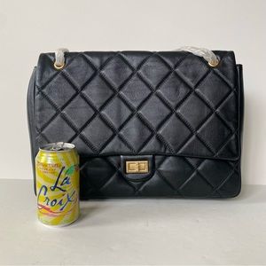 Black Diamond Quilted Soft Large 15" Leather Convertible Crossbody Shoulder Bag